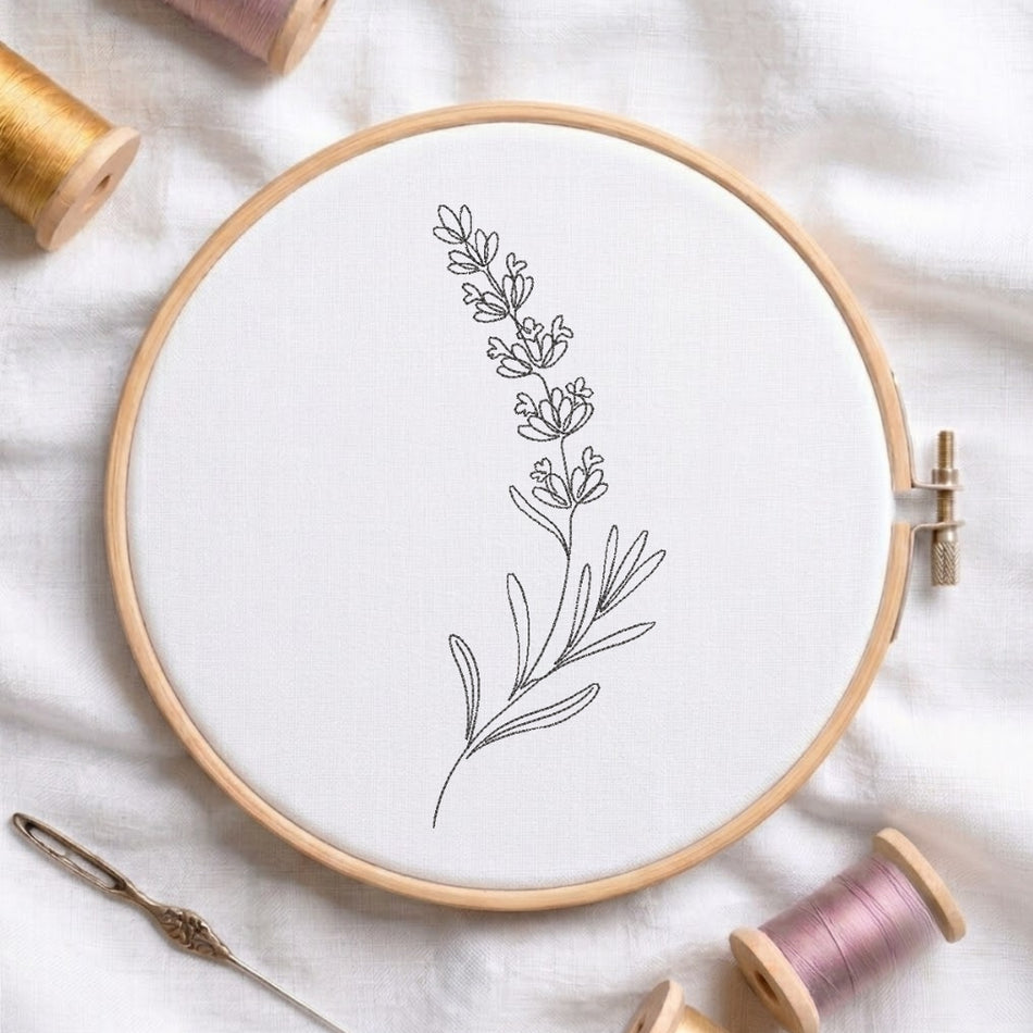 Lavender Line Art Machine Embroidery Design ED 364