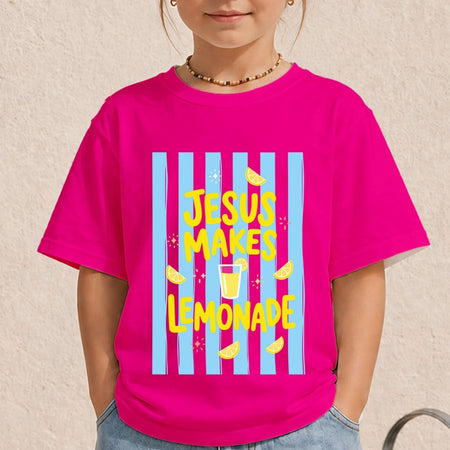 Retro Kids Jesus Makes Lemonade PNG | Pink Striped Christian Shirt Sublimation Design