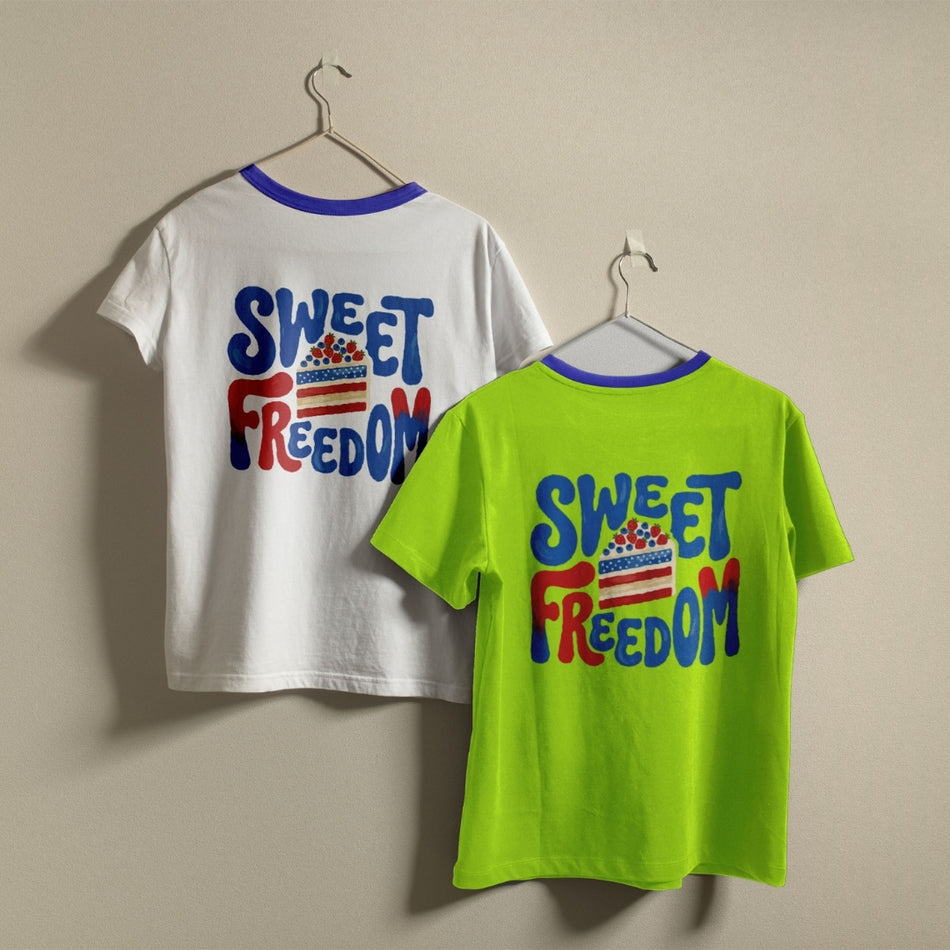 Patriotic Sweet Freedom PNG | 4th of July Ringer Tee Sublimation Design