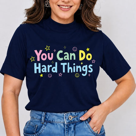 You Can Do Hard Things SVG PNG, Cute Mental Health Clipart, Retro Positivity Sublimation Graphic File