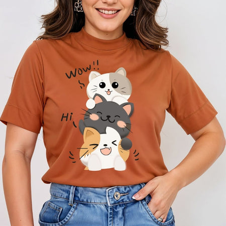 Kawaii Cat Stack SVG PNG, Cute Cartoon Kitten Clipart, Funny Feline Sublimation Graphic File