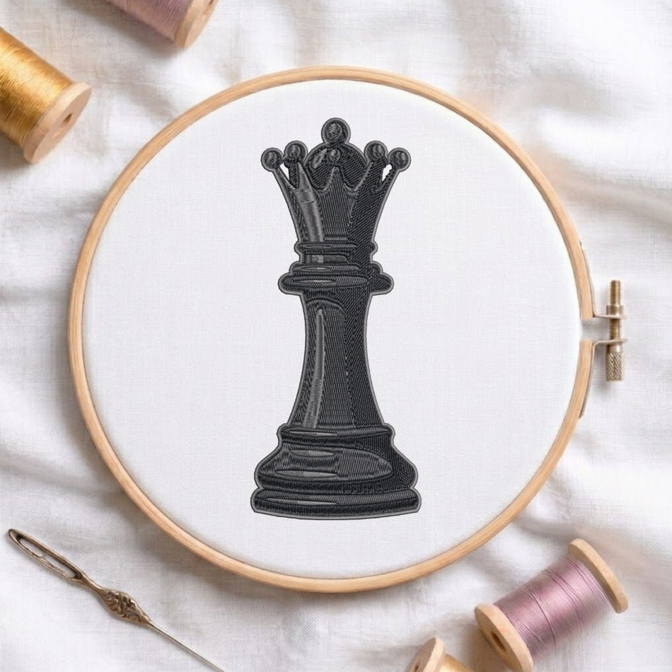 Chess Queen Piece Machine Embroidery Design ED-349