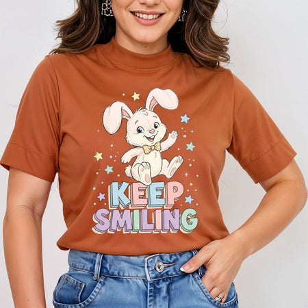 Keep Smiling Bunny PNG Sublimation Design, Retro Easter Rabbit T-Shirt Graphic, Pastel Motivational Kids Clipart, Instant Digital Download