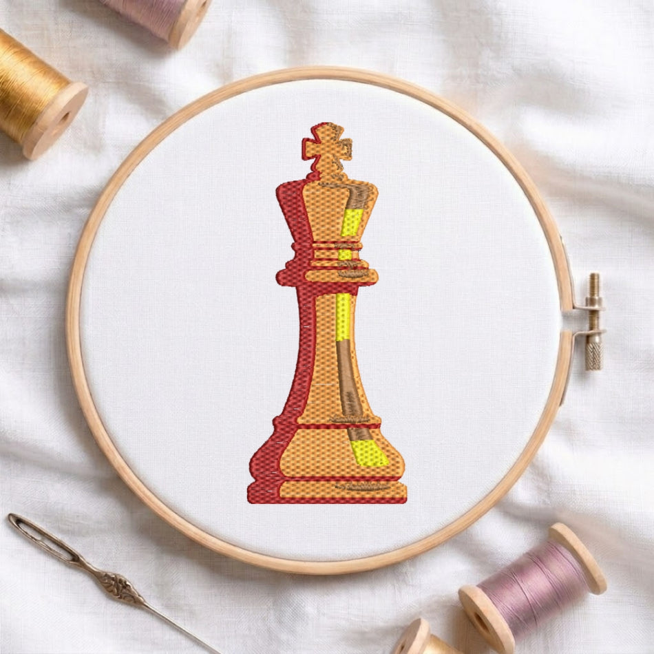 Regal Chess King Piece Machine Embroidery Design ED 108