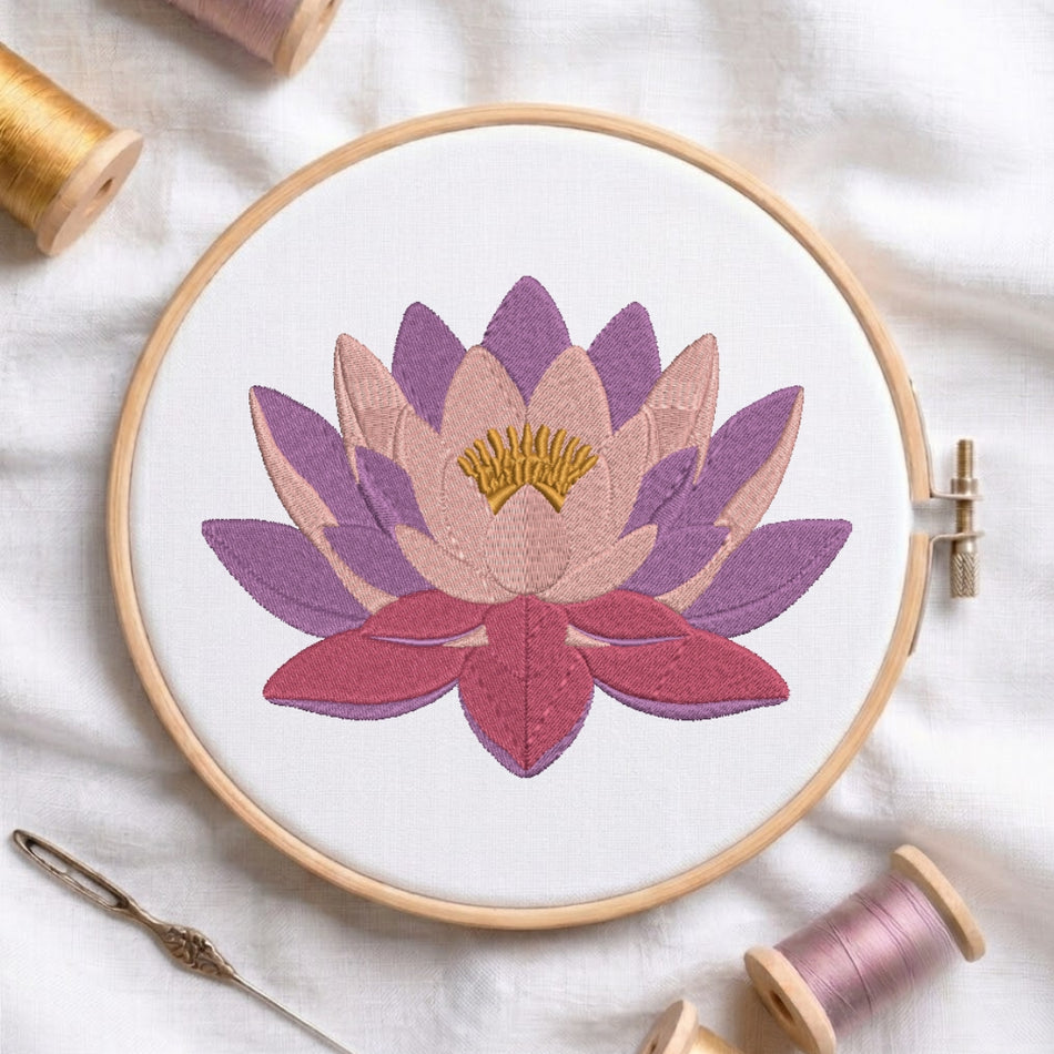 Elegant Multi-Layered Lotus Flower Machine Embroidery Design ED 247