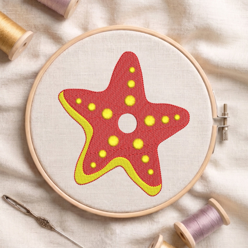 Minimalist Red Starfish Machine Embroidery Design ED 94