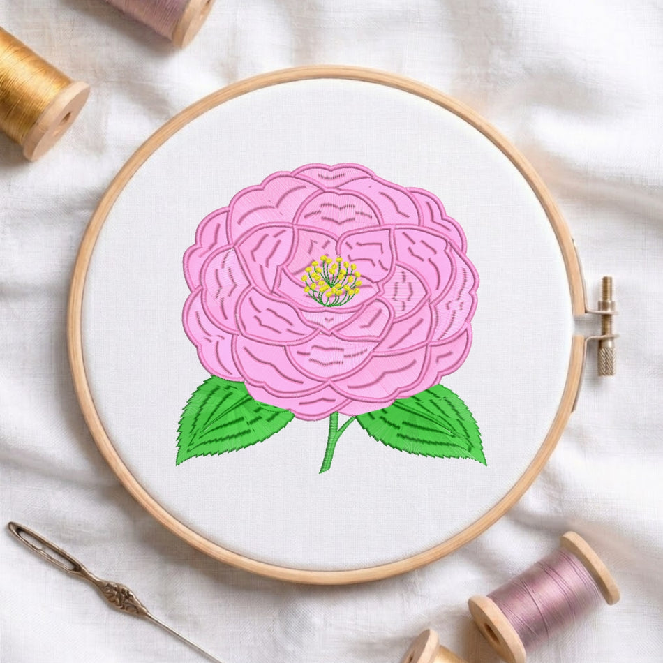 Pink Flower Machine Embroidery Design ED 350