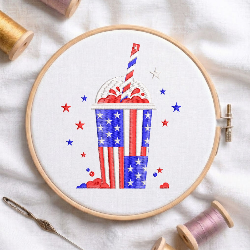 Patriotic Americana Frozen Drink Machine Embroidery Design - ED 296