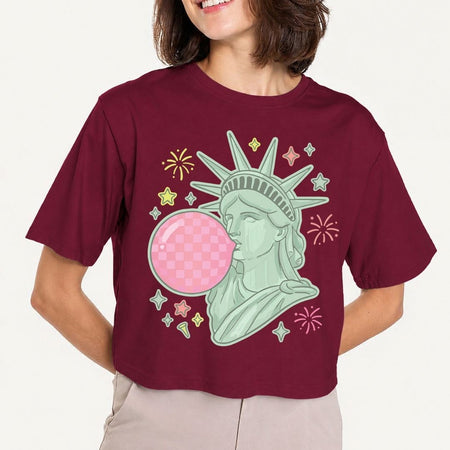 Statue of Liberty Bubblegum SVG PNG, Retro 4th of July Clipart, Trendy Patriotic Sublimation Graphic File
