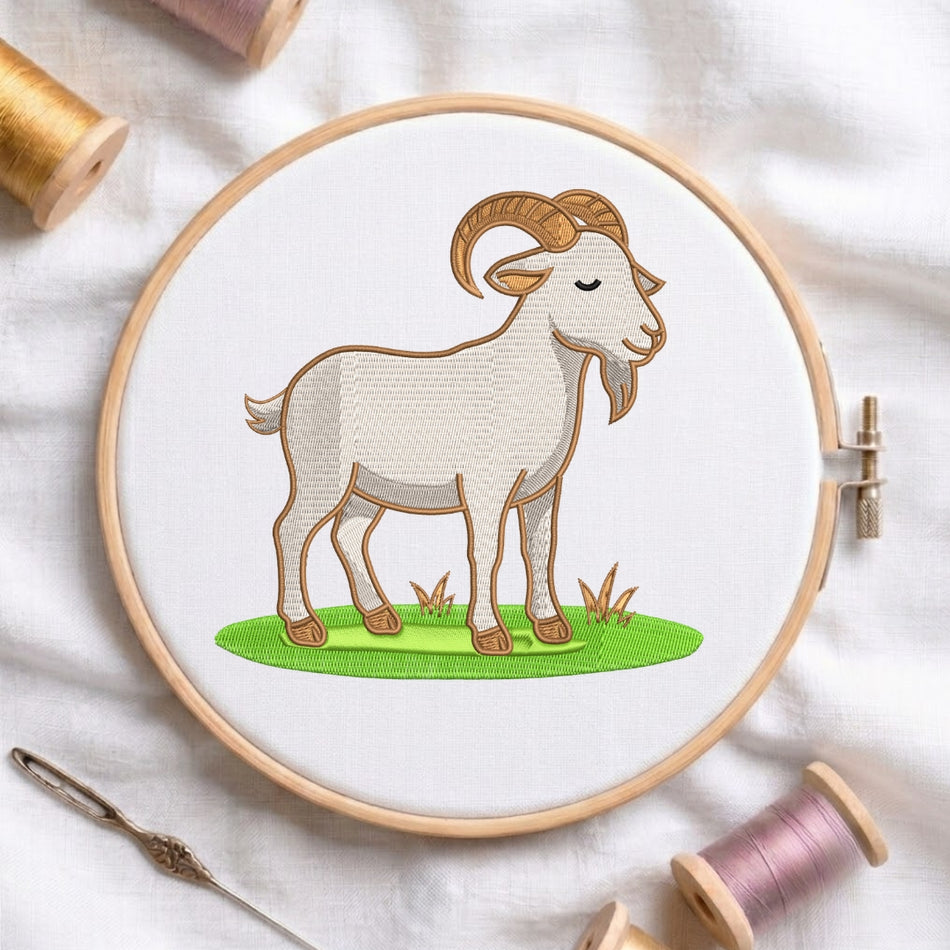 Charming Cartoon Goat Farm Animal Machine Embroidery Design ED 248