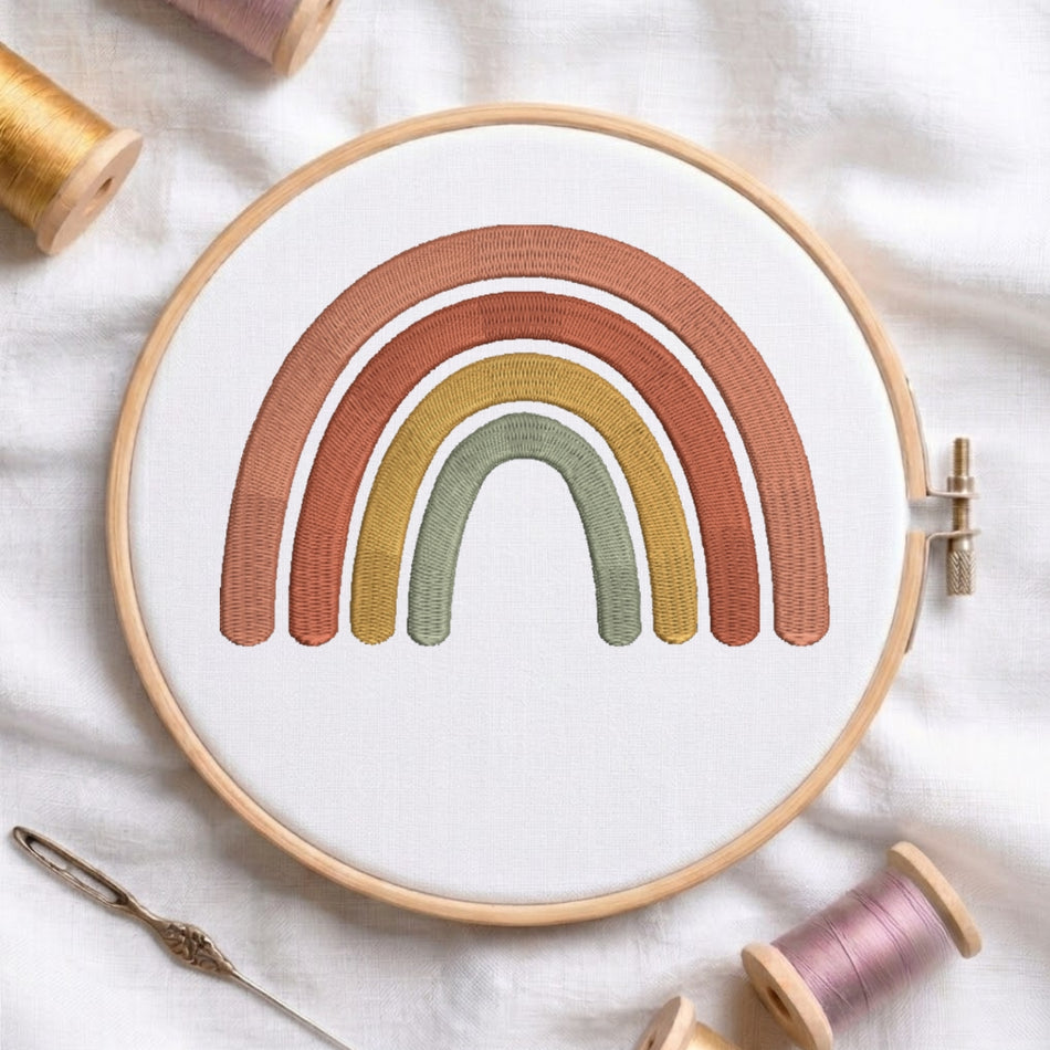 Minimalist Earthy Boho Rainbow Machine Embroidery Design ED 254