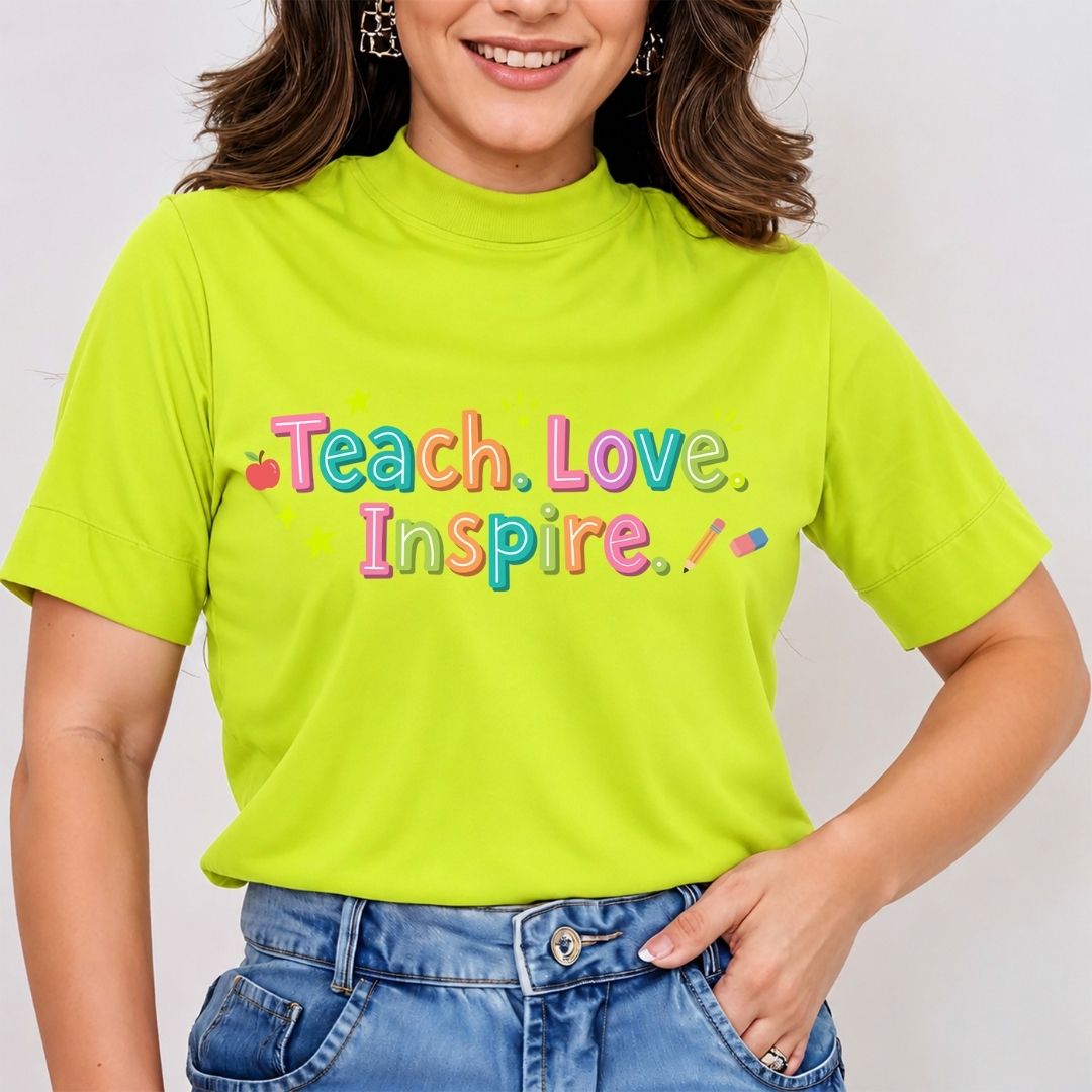 Teach Love Inspire SVG PNG, Colorful Retro Teacher Clipart, Cute Back to School Sublimation Graphic File