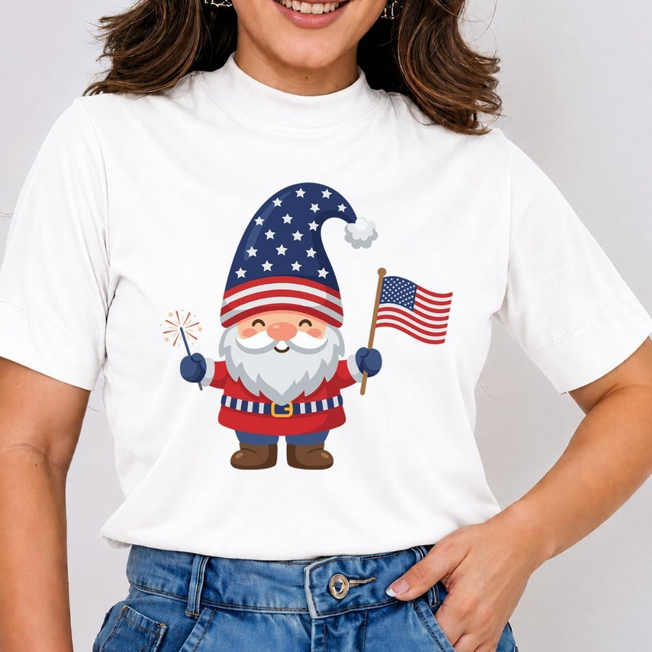 Independence Day Gnome PNG - American Flag Sublimation Tee - A 1698