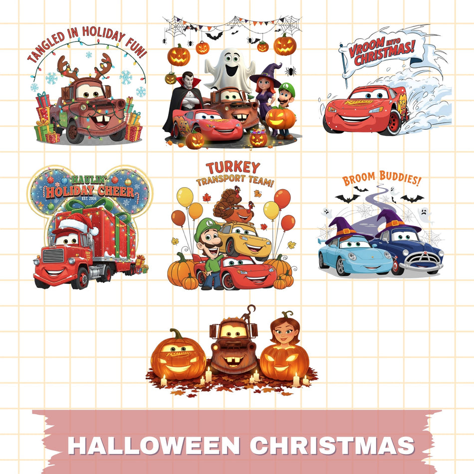 Cars Halloween Christmas PNG Bundle | 50+ Spooky & Holiday Sublimation Designs | Instant Download - C73
