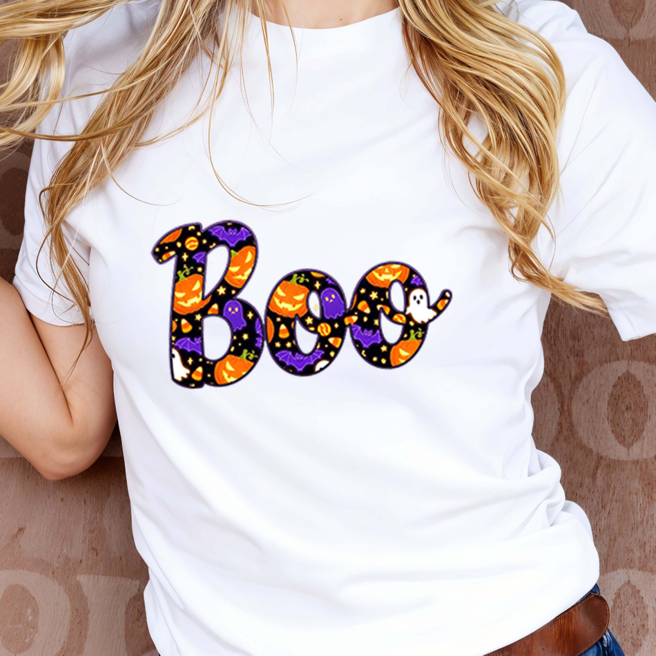 Boo Halloween PNG | Spooky Word Sublimation Design | Pumpkin & Ghost Clipart | Instant Download - C113