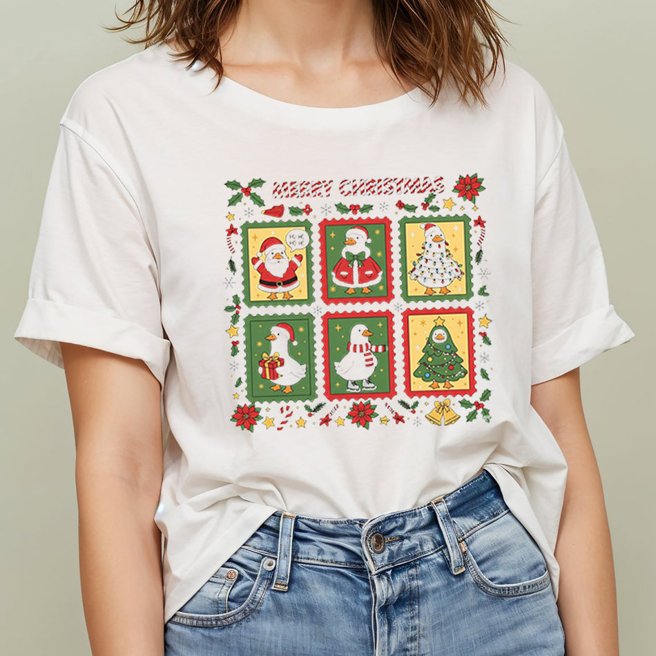 Christmas Ducks PNG | Merry Christmas Sublimation Design | Postage Stamp Clipart | Instant Download - C76