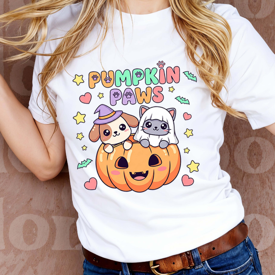 Pumpkin Paws PNG | Cute Dog & Cat Halloween Sublimation Design | Spooky Pet Clipart | Instant Download - C99