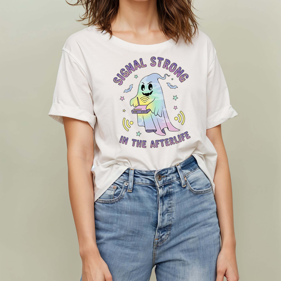 Signal Strong in the Afterlife PNG | Funny Ghost Sublimation Design | Halloween Tech Humor | Instant Download - C97