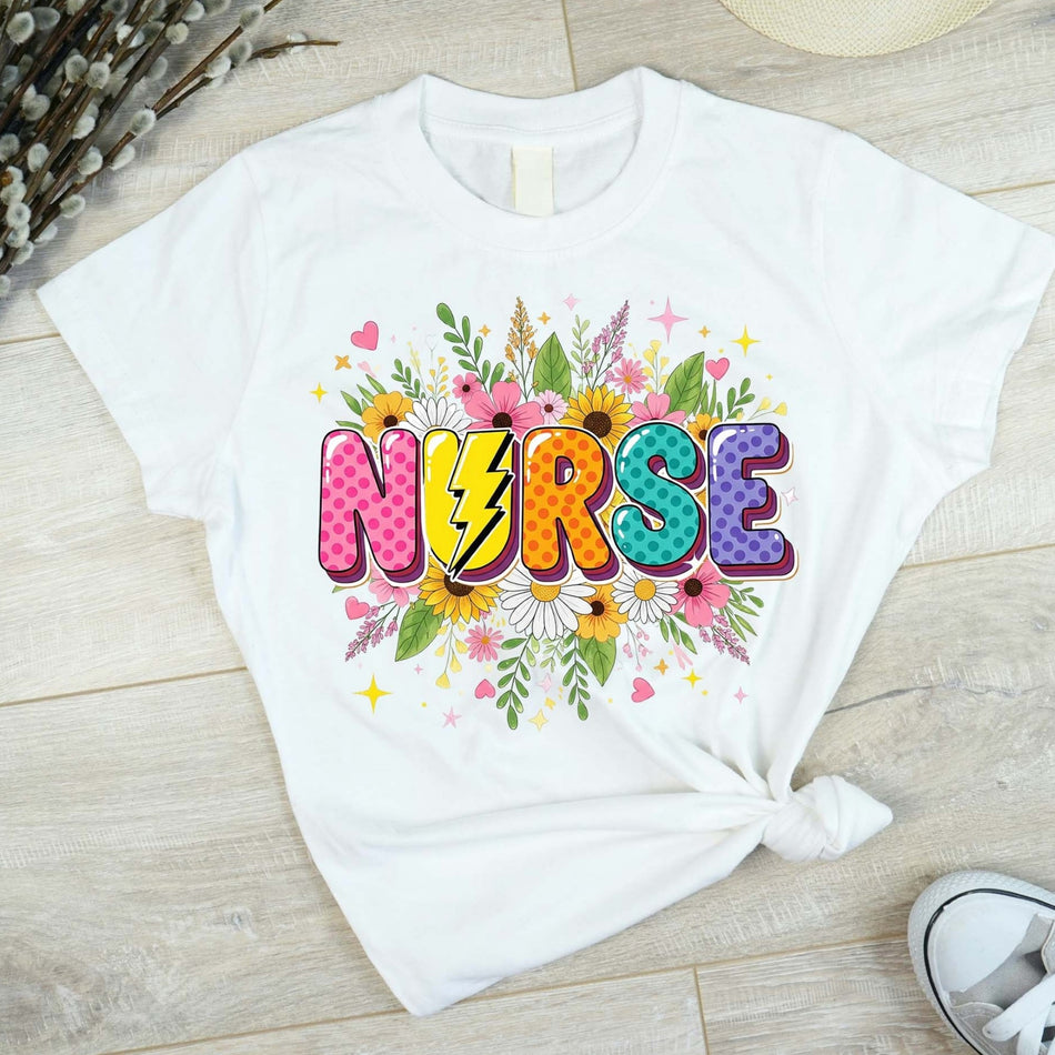 Nurse PNG | Retro Sublimation Design | Floral Nurse Appreciation Clipart | Instant Download - C159