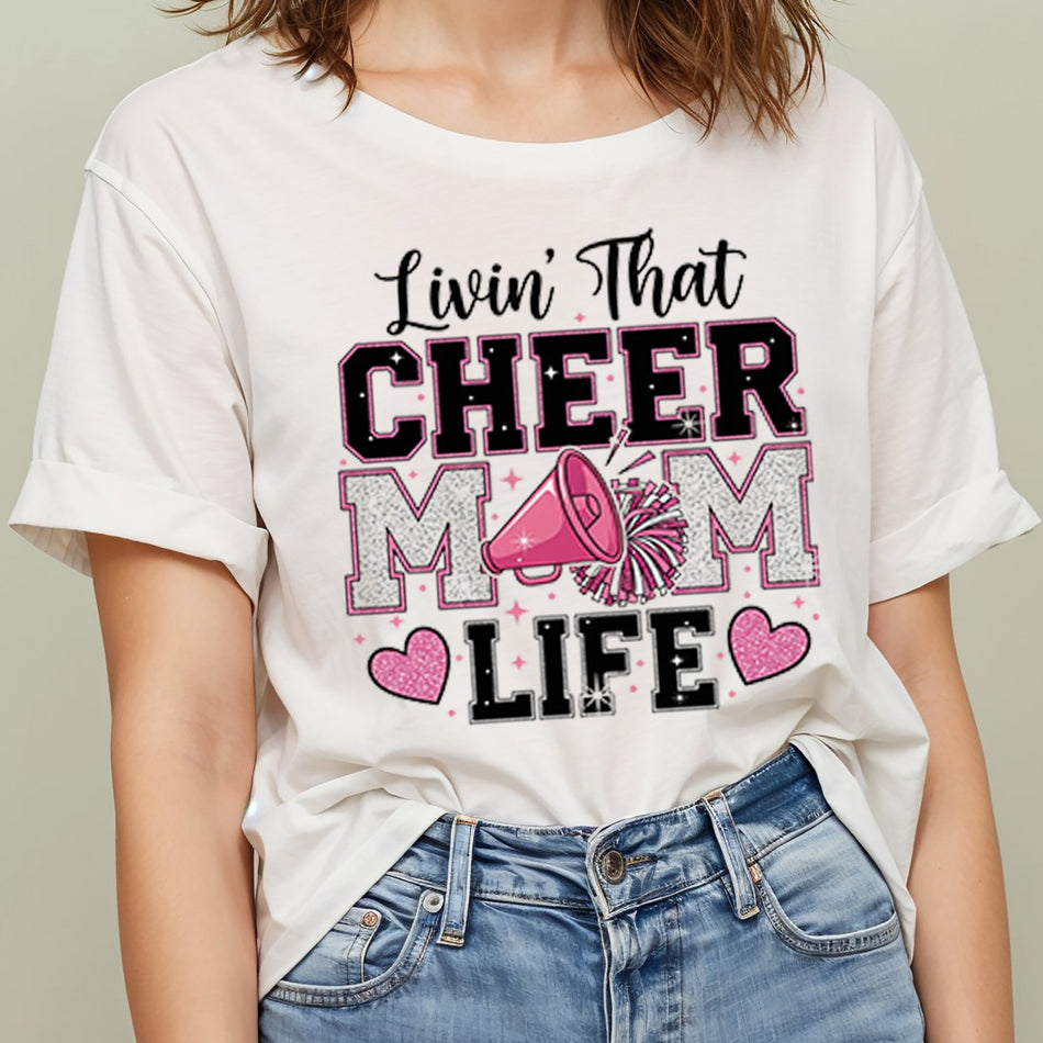 Cheer Mom PNG | Livin' That Cheer Mom Life Sublimation | Glitter Sports Design | Instant Download- C144