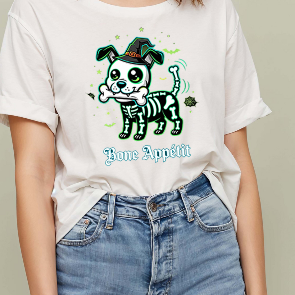 Bone Appétit Halloween Dog PNG | Skeleton Pet Sublimation Design | Spooky Dog Clipart | Instant Download - C94