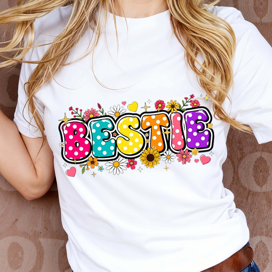 Bestie PNG | Floral Best Friend Sublimation Design | Retro Clipart | Instant Download - C162