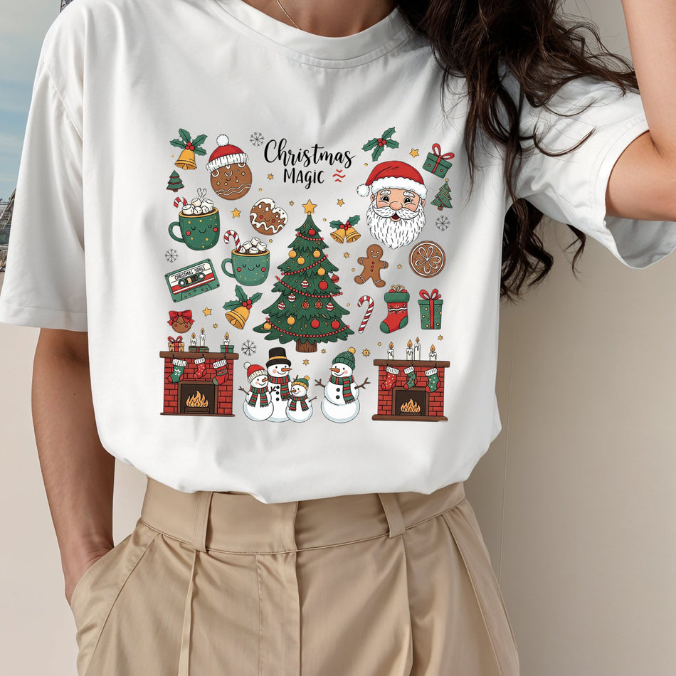 Christmas Magic PNG | Holiday Sublimation Design | Santa, Snowman & Tree Clipart | Instant Download - C77