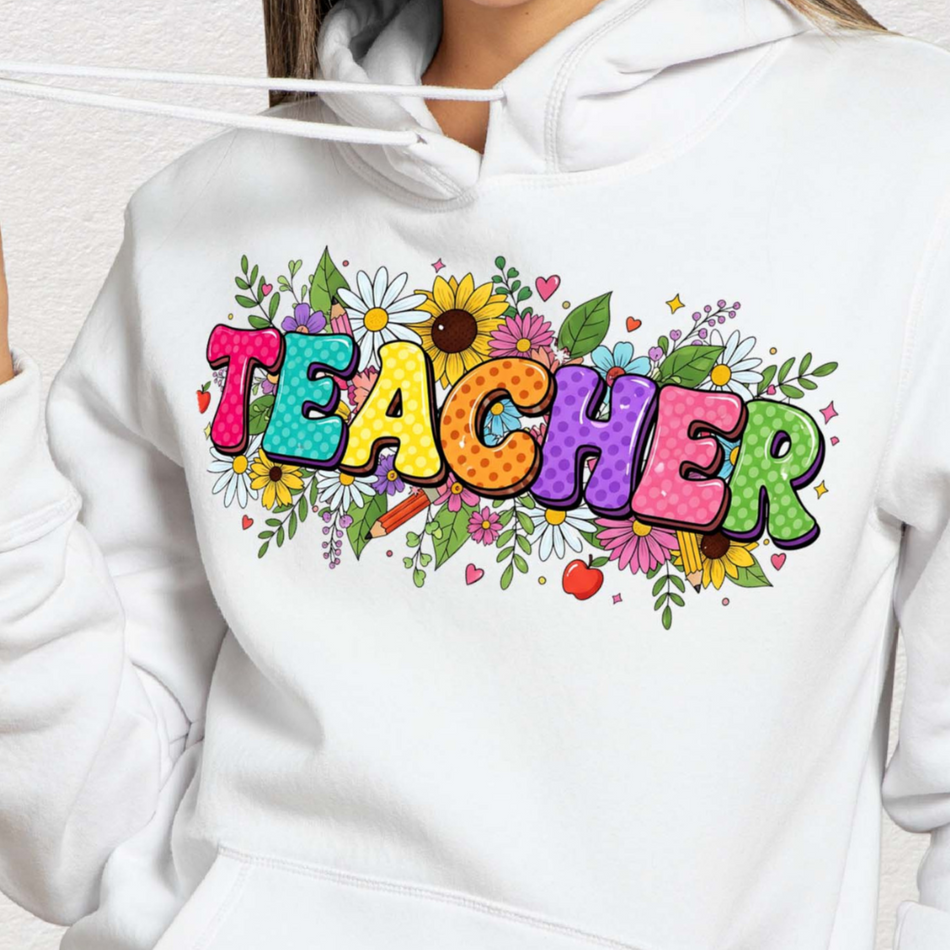 Teacher PNG | Retro Sublimation Design | Floral Teacher Appreciation Clipart | Instant Download - C160