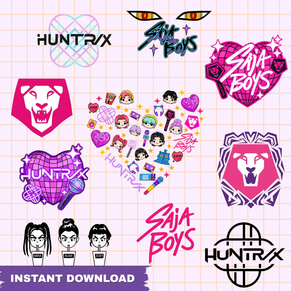 HUNTRX SAJA Boys PNG Bundle | 9 K-Pop Anime Style Designs | Fan Art Sublimation | Instant Download - C47