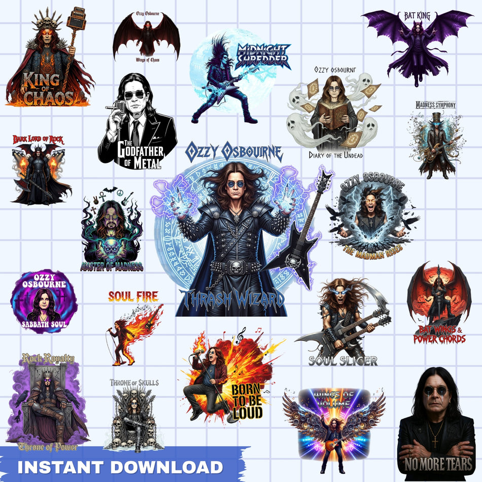 Ozzy Osbourne PNG Bundle | 30+ The Godfather of Metal Sublimation Designs | Rock & Roll Clipart | Instant Download - C63