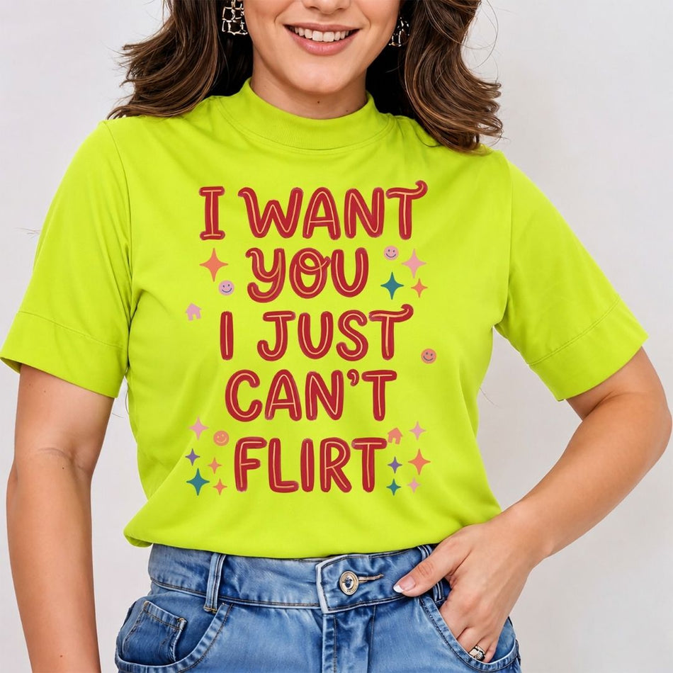 I Want You I Just Cant Flirt PNG - Retro Funny Shirt Design - A 1715