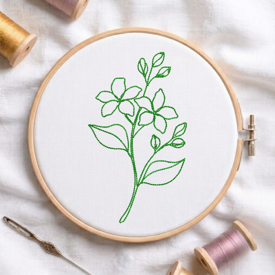 Elegant Minimalist Floral Line Art Machine Embroidery Design ED 252