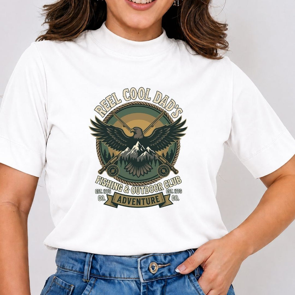 Reel Cool Dads Fishing Outdoor PNG - Retro Eagle Mountain Sublimation - A 1702