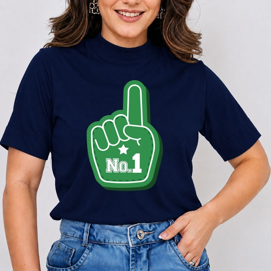 No 1 Foam Finger PNG - Green Game Day Sports Shirt File A 1916