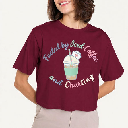 ueled by Iced Coffee and Charting Nurse SVG, Cute Registered Nurse PNG File for Cricut Sublimation