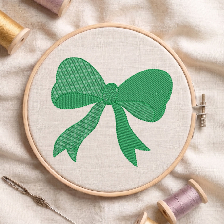 Green Coquette Bow Machine Embroidery Design - ED 17