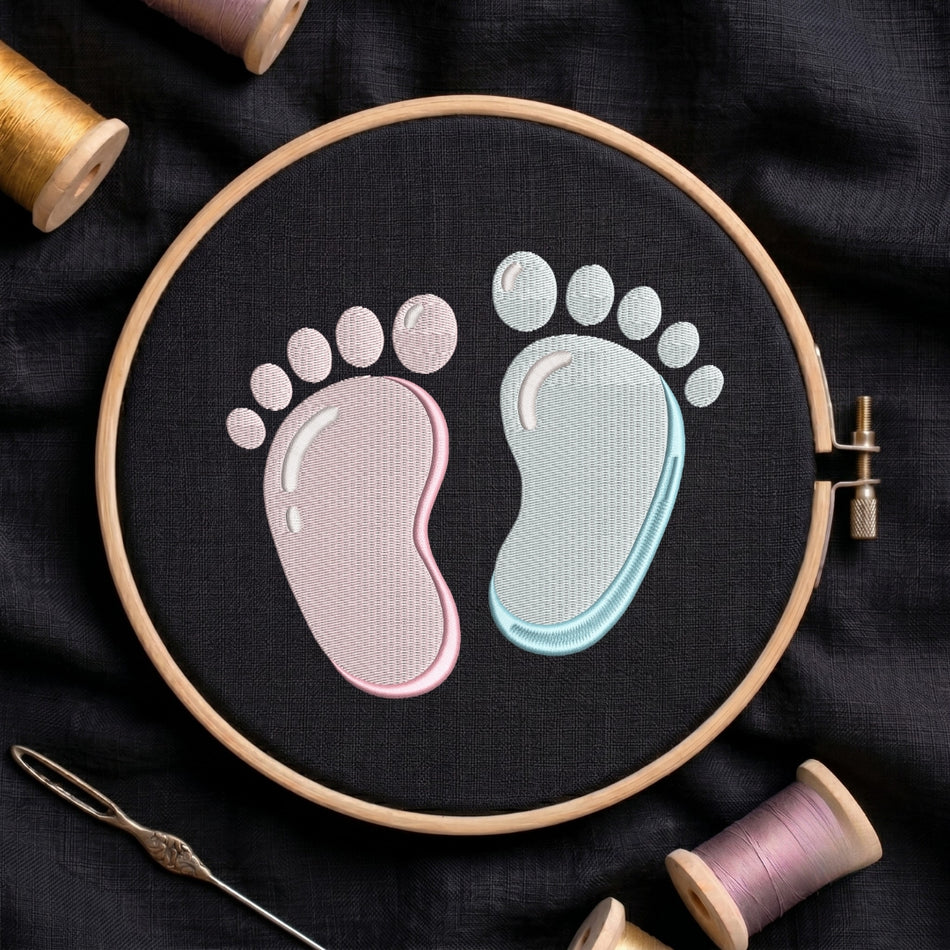 Sweet Baby Footprints Gender Reveal Machine Embroidery Design ED 160