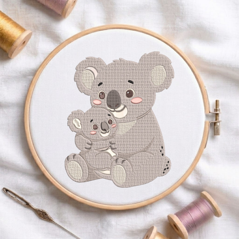 Cute Mother and Baby Koala Machine Embroidery Design - ED 78