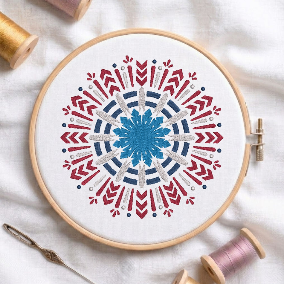 Patriotic Geometric Mandala Machine Embroidery Design ED 292
