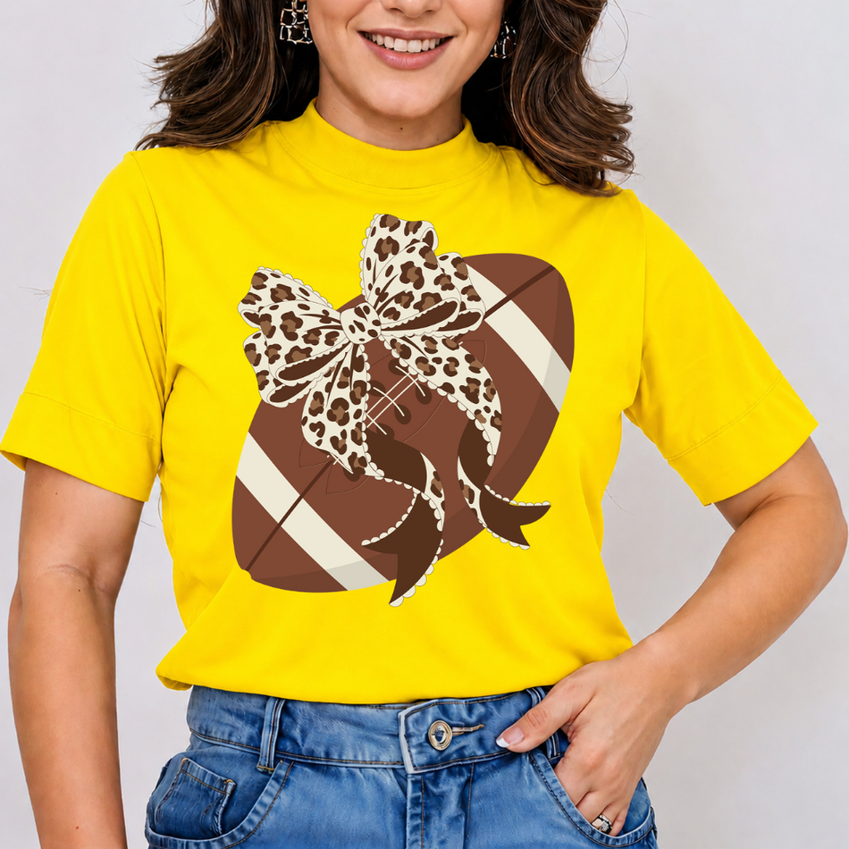 Football Bow PNG - Coquette Cheetah Ribbon Game Day Shirt A 1786