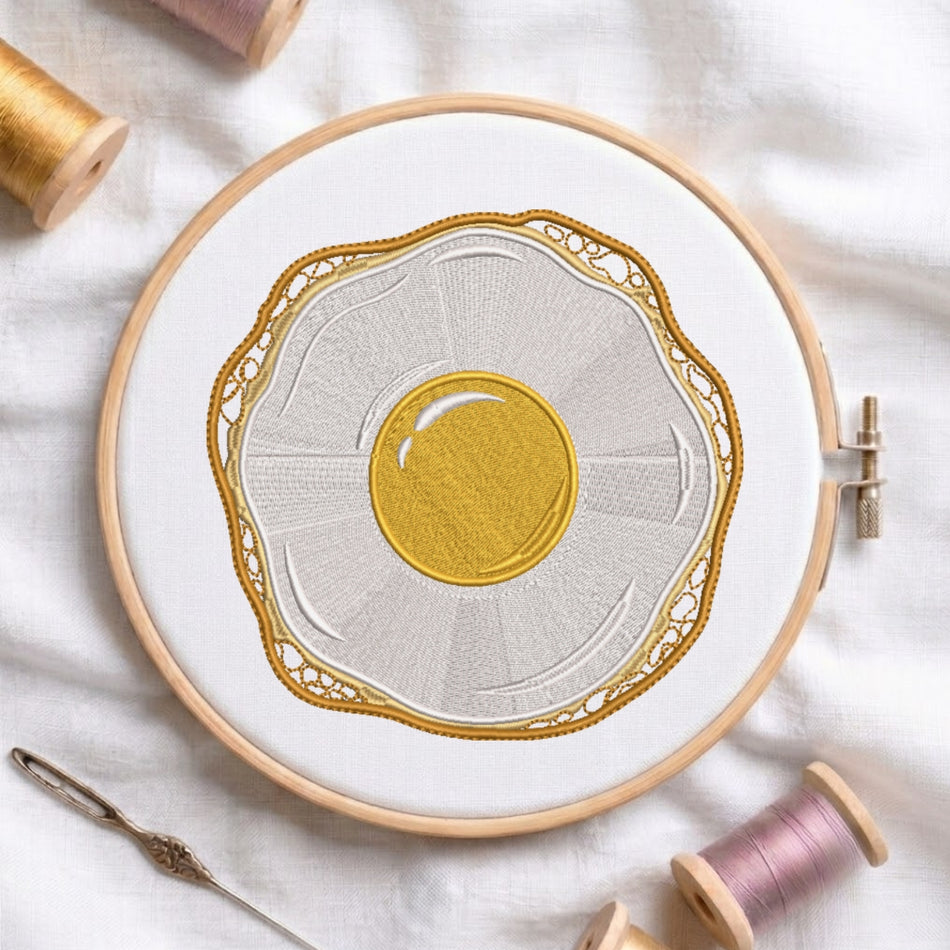 Whimsical Sunny-Side Up Egg Machine Embroidery Design ED 164