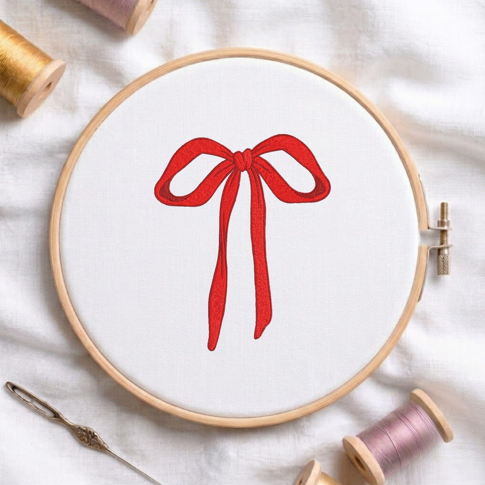 Ribbon Bow Machine Embroidery Design ED 528