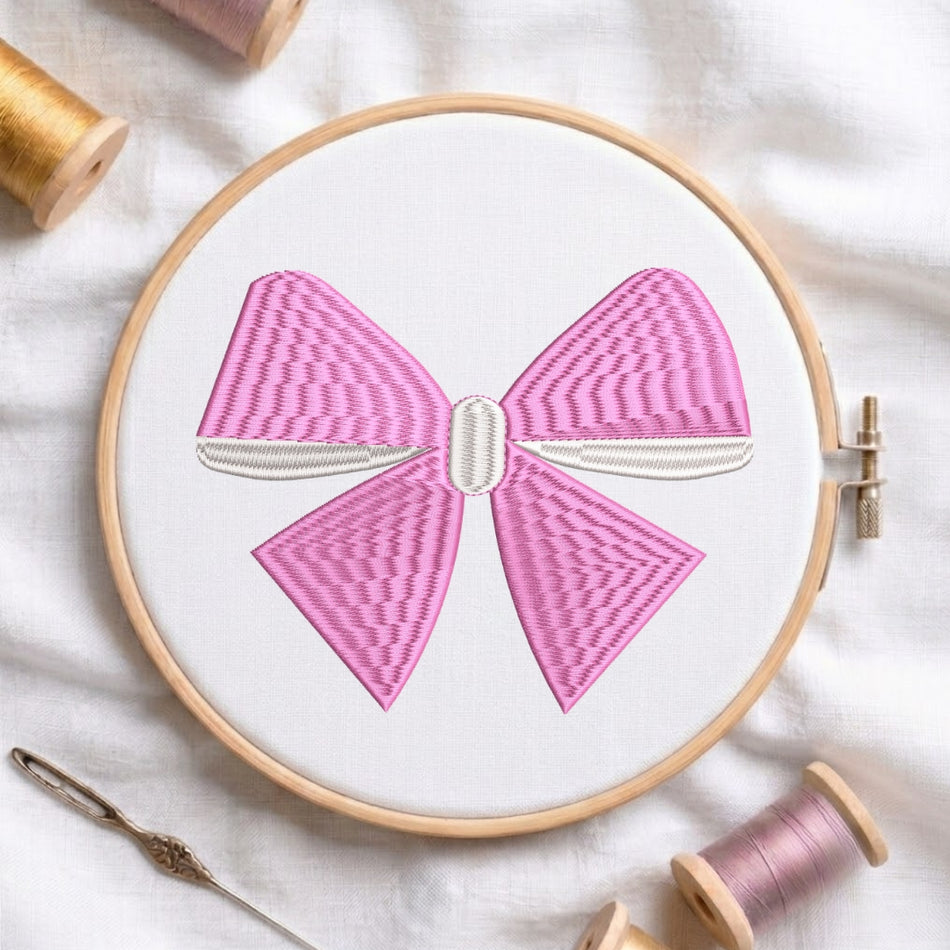 Sweet Pink Ribbon Bow Embroidery File ED 185