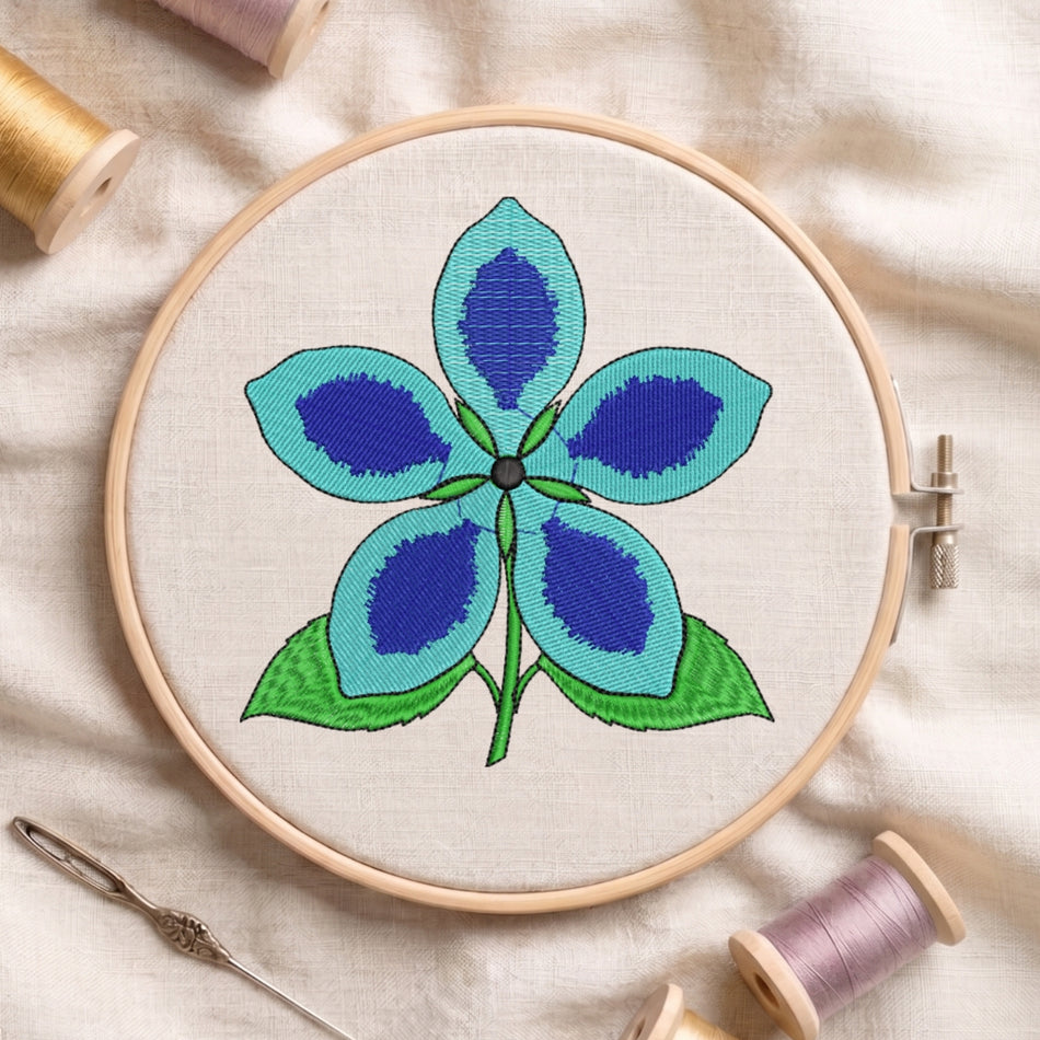 Bold Two-Tone Tropical Flower Machine Embroidery Design - ED 88