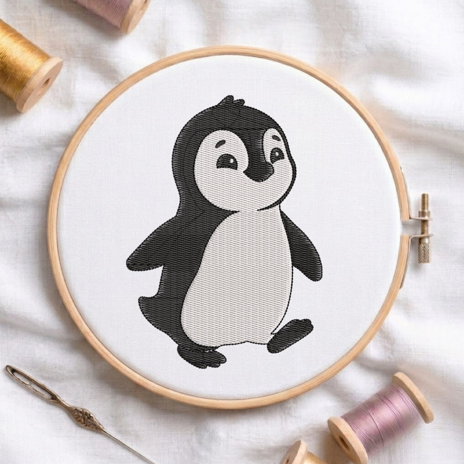 Charming Baby Penguin Character Machine Embroidery Design ED 269