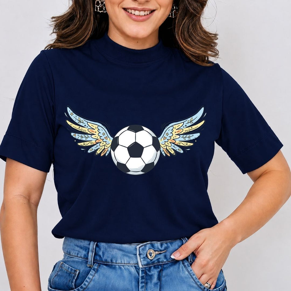 Boho Winged Soccer Ball PNG - Whimsical Sports Shirt Design - A 1708