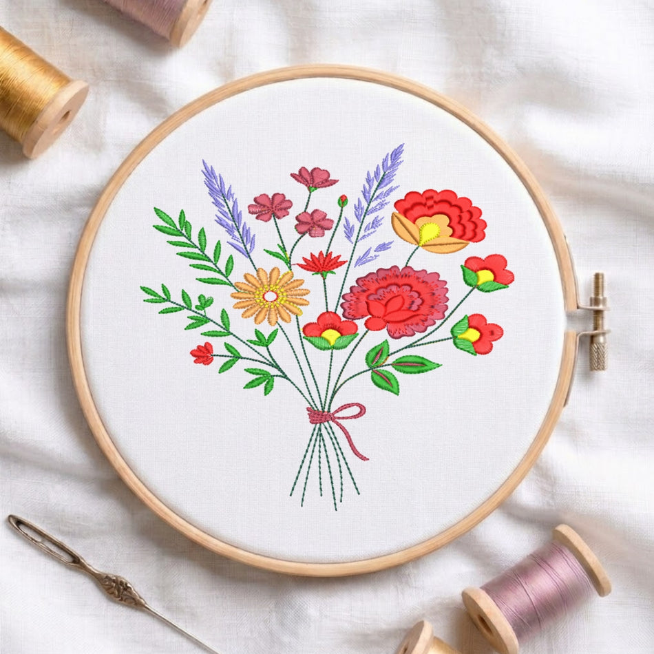 flower Bouquet Machine Embroidery Design ED 351