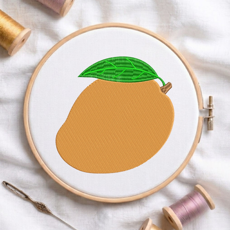 Fresh Tropical Mango with Leaf Machine Embroidery Design ED 257
