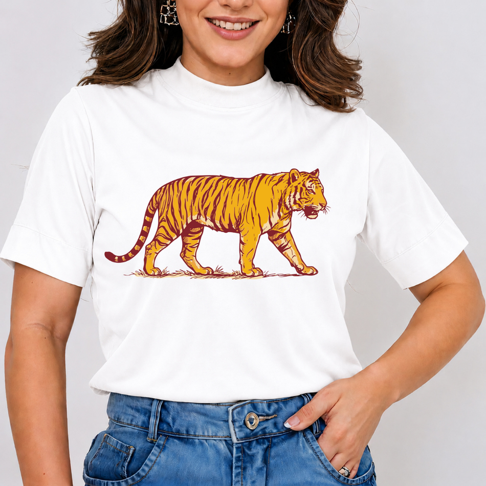 Vintage Tiger PNG - Retro Woodcut Mascot Game Day Shirt A 1788