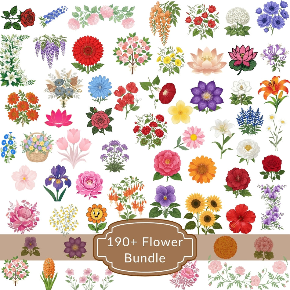190+ Flower Clipart Bundle PNG - Watercolor Floral Graphics - A 1448